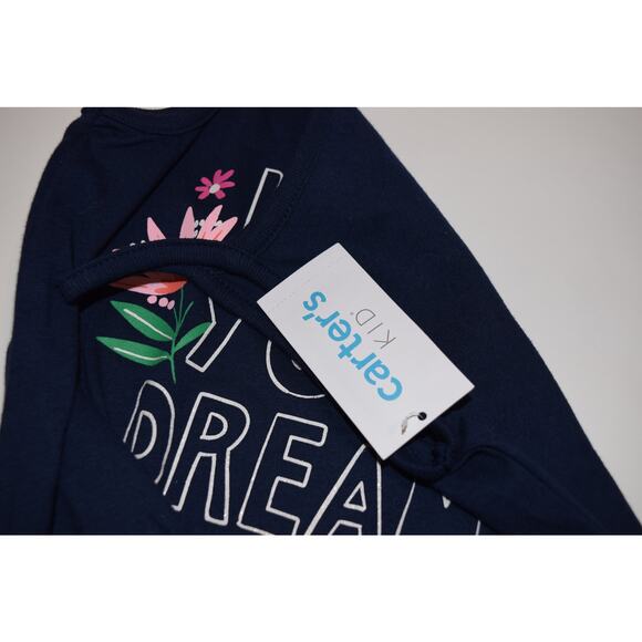 Carters Kid Girls Tank Blue Sz‎ 4 100% Cotton Graphic Tee Navy Pink Floral - Picture 6 of 6